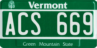 VT license plate ACS669