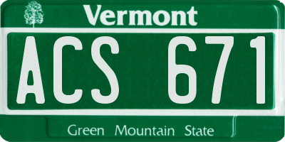 VT license plate ACS671
