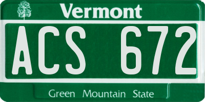 VT license plate ACS672
