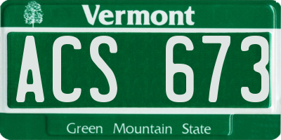 VT license plate ACS673