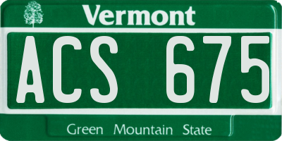 VT license plate ACS675