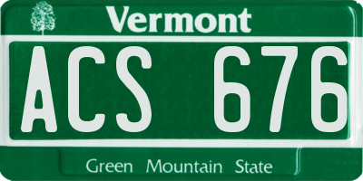 VT license plate ACS676