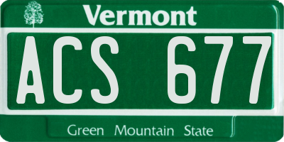 VT license plate ACS677