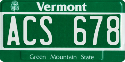 VT license plate ACS678