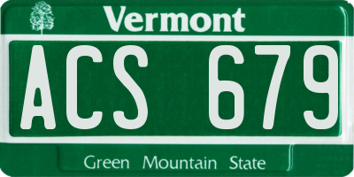VT license plate ACS679