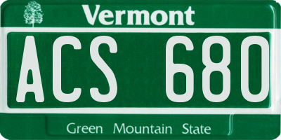 VT license plate ACS680