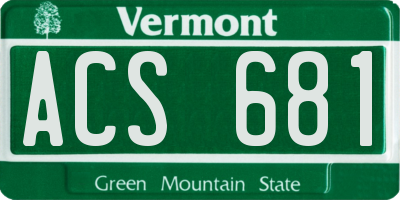 VT license plate ACS681