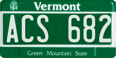 VT license plate ACS682
