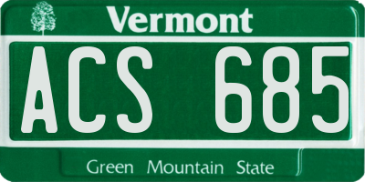 VT license plate ACS685