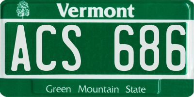 VT license plate ACS686