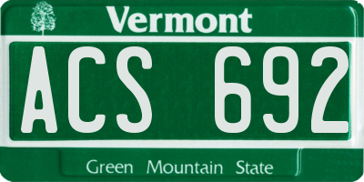 VT license plate ACS692