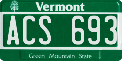 VT license plate ACS693