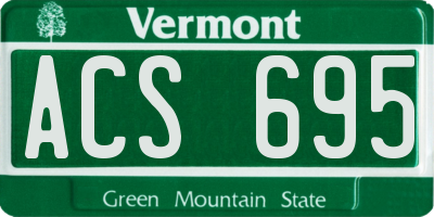 VT license plate ACS695