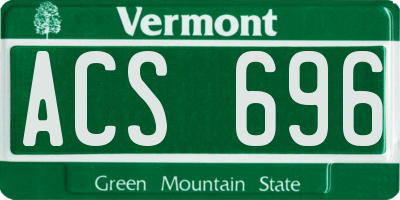 VT license plate ACS696