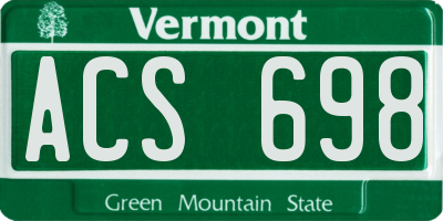 VT license plate ACS698