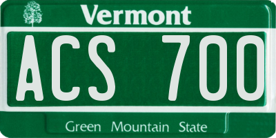 VT license plate ACS700
