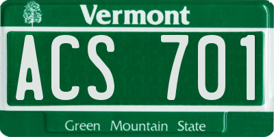 VT license plate ACS701