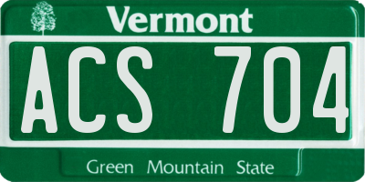 VT license plate ACS704