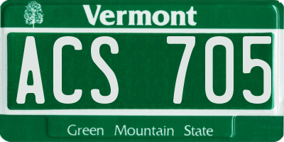 VT license plate ACS705