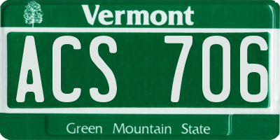 VT license plate ACS706