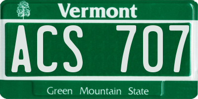 VT license plate ACS707