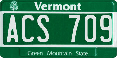 VT license plate ACS709