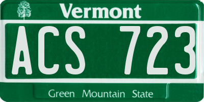 VT license plate ACS723