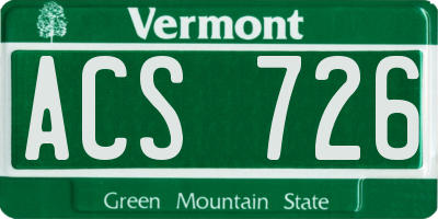 VT license plate ACS726