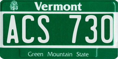 VT license plate ACS730