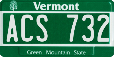 VT license plate ACS732