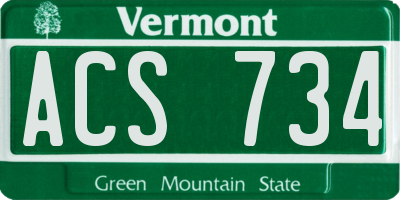 VT license plate ACS734