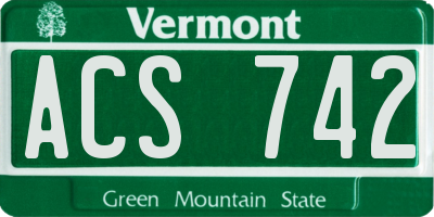 VT license plate ACS742