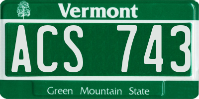 VT license plate ACS743