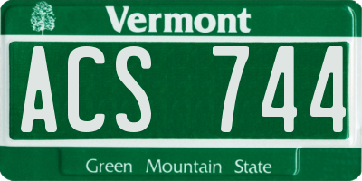 VT license plate ACS744