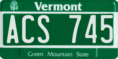 VT license plate ACS745