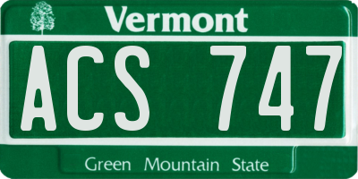 VT license plate ACS747
