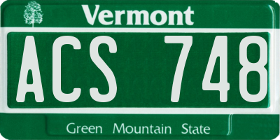 VT license plate ACS748