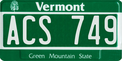 VT license plate ACS749
