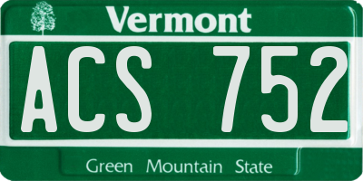 VT license plate ACS752