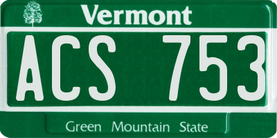 VT license plate ACS753