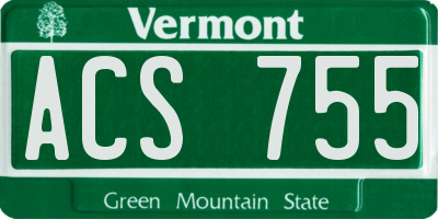 VT license plate ACS755
