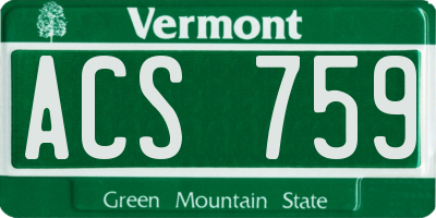 VT license plate ACS759