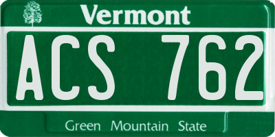 VT license plate ACS762