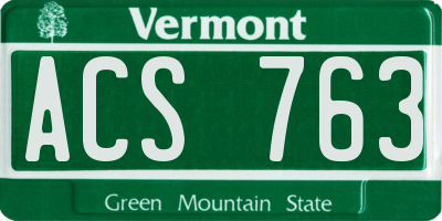 VT license plate ACS763