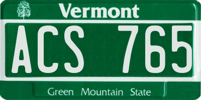 VT license plate ACS765