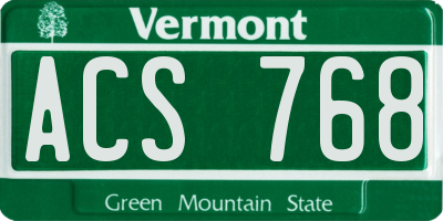VT license plate ACS768