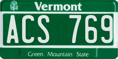 VT license plate ACS769