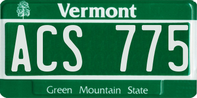 VT license plate ACS775
