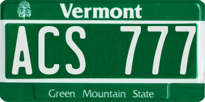 VT license plate ACS777
