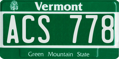 VT license plate ACS778